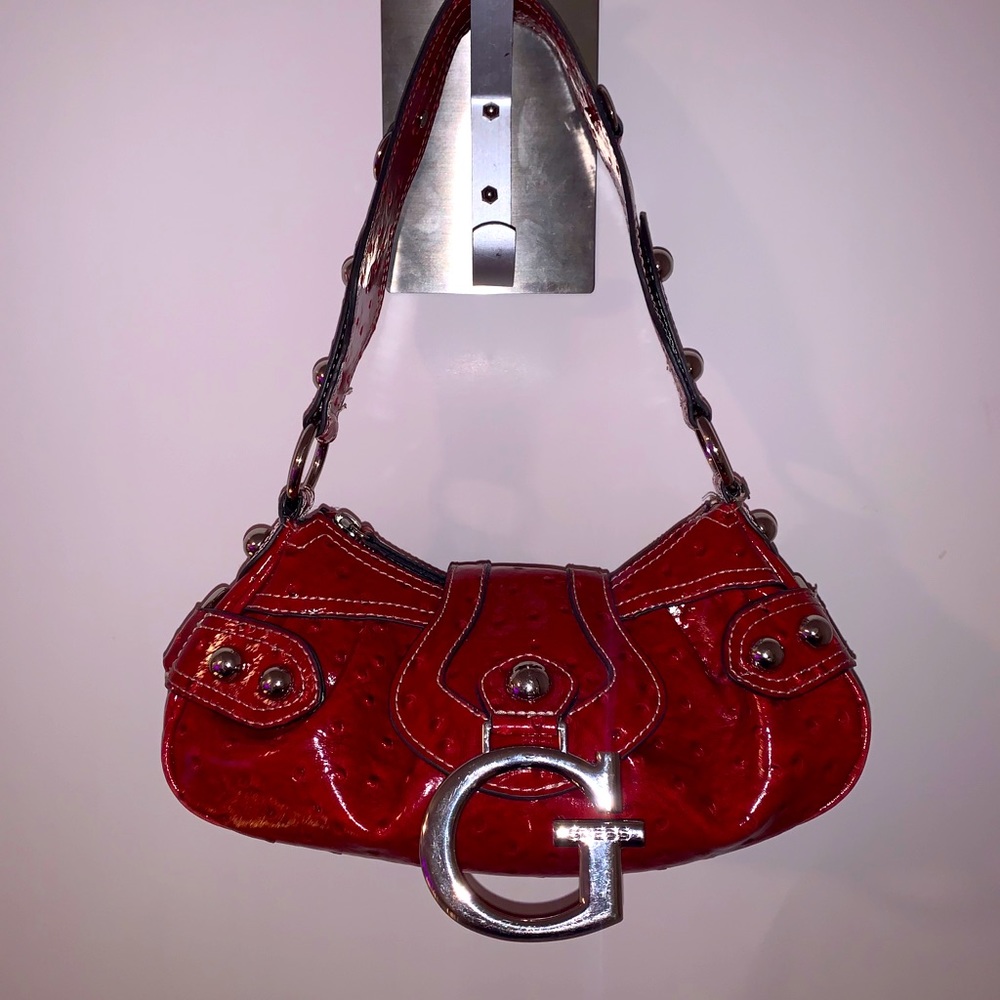 Guess Red Faux Ostrich Purse Like New